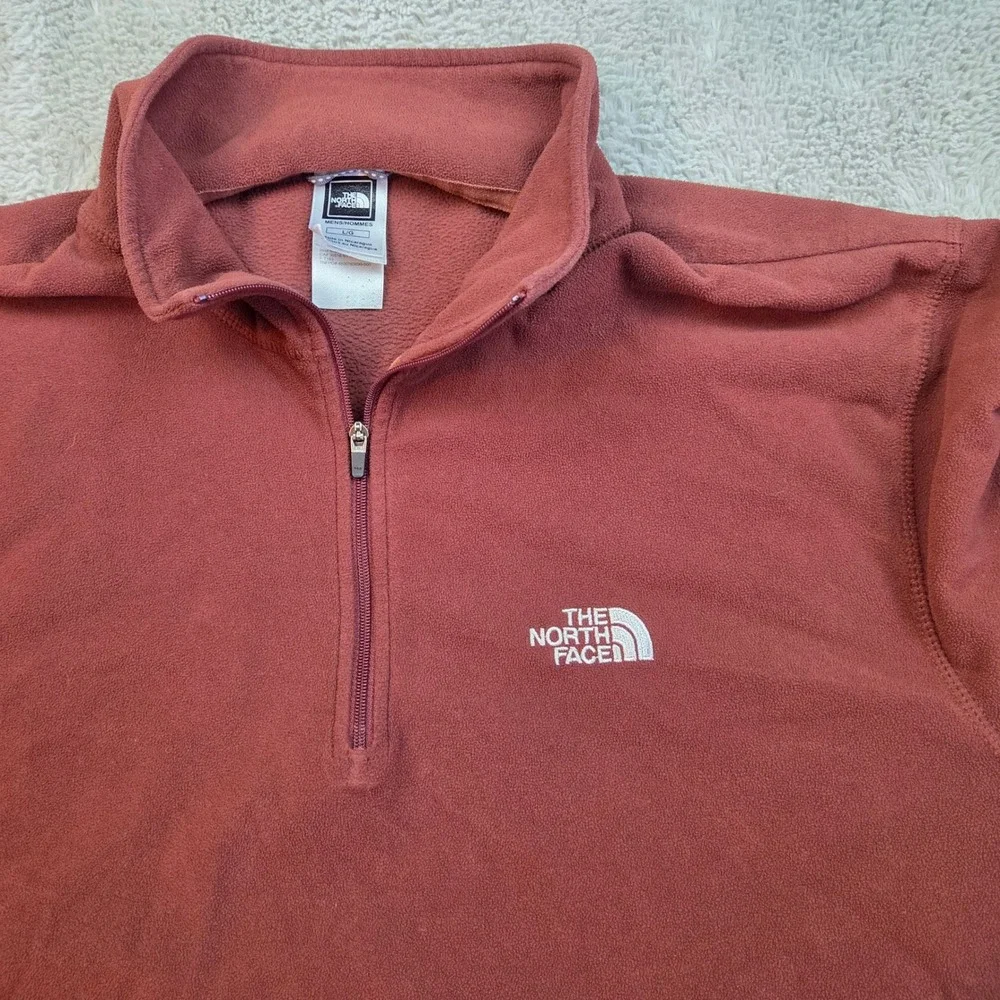 The North Face TKA 100 Fleece Pullover Mens L 1/4 Zip Lightweight Maroon Red